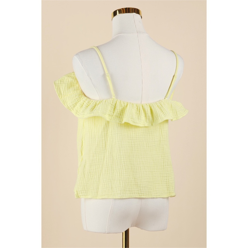 Sz S J. Crew 100% Cotton Lemon Meringue Soft Gauzy Ruffle Camisole Tank Top EUC - Picture 3 of 4